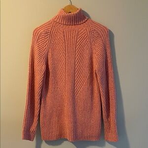 Sundance Womens knit silk blend turtleneck sweater. pink/peach. size:L